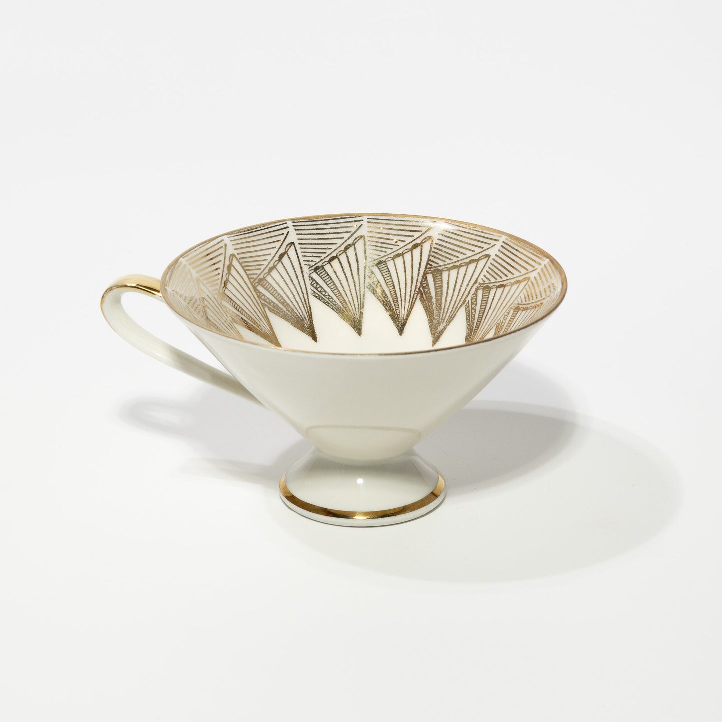 ANTICA TAZZA TÈ ART DECO PORCELLANA BAVARIA OSCAR SCHALLER DECORO ORO #