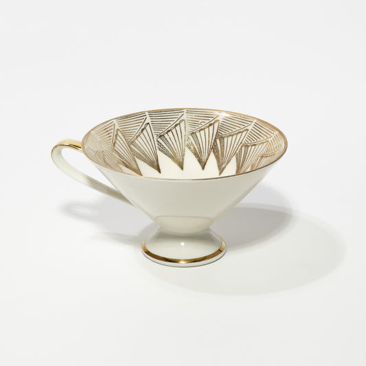 ANTICA TAZZA TÈ ART DECO PORCELLANA BAVARIA OSCAR SCHALLER DECORO ORO #