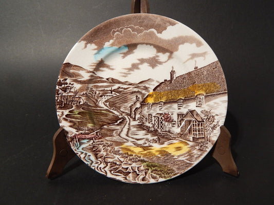 VINTAGE PIATTO CM 18 CERAMICA W. H. GRINDLEY STAMPA MANO QUIET DAY