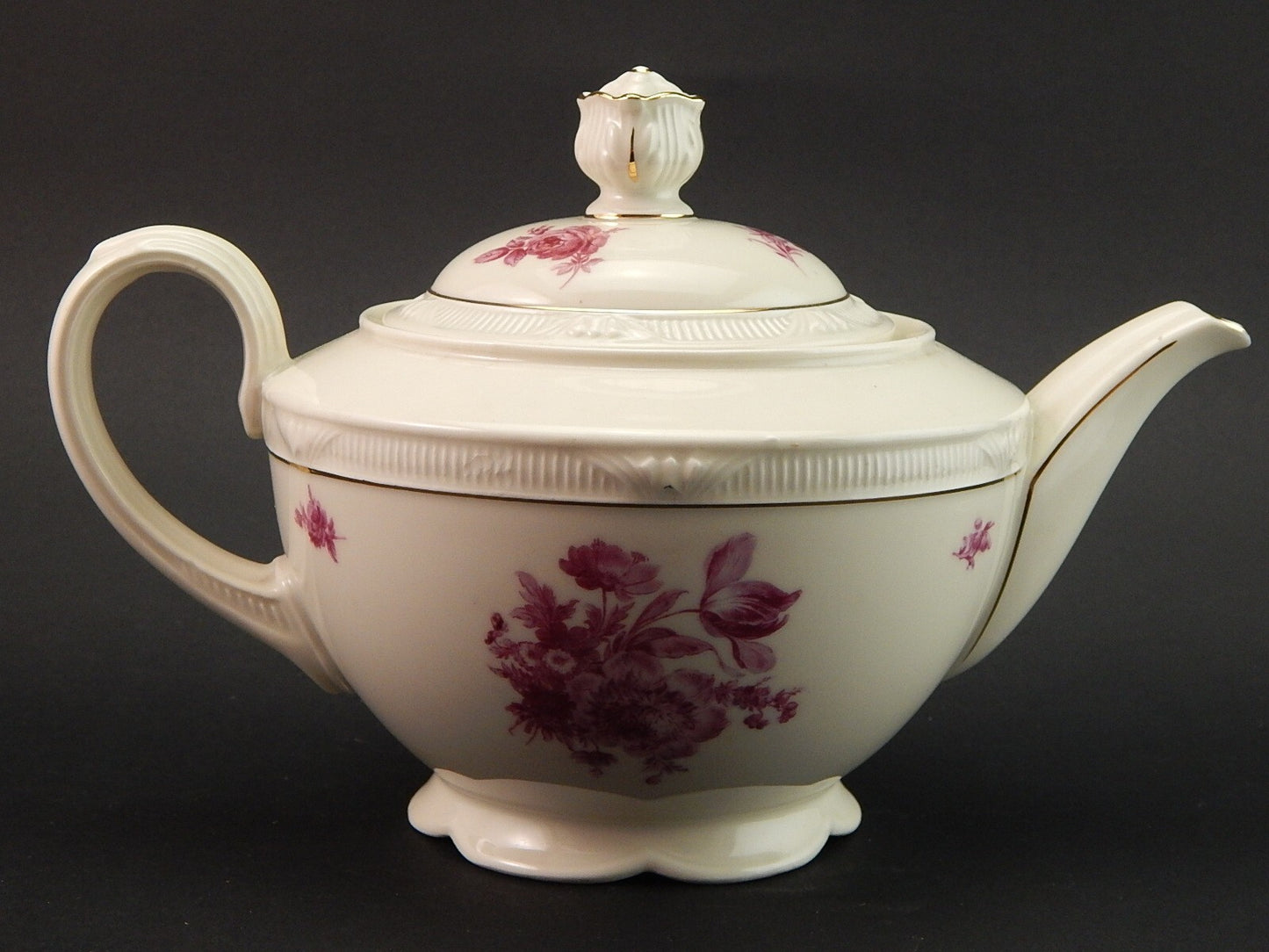 ANTICA RARA TEIERA PORCELLANA ZEH SCHERZER BAVARIA ROSA FUCSIA DIFETTO