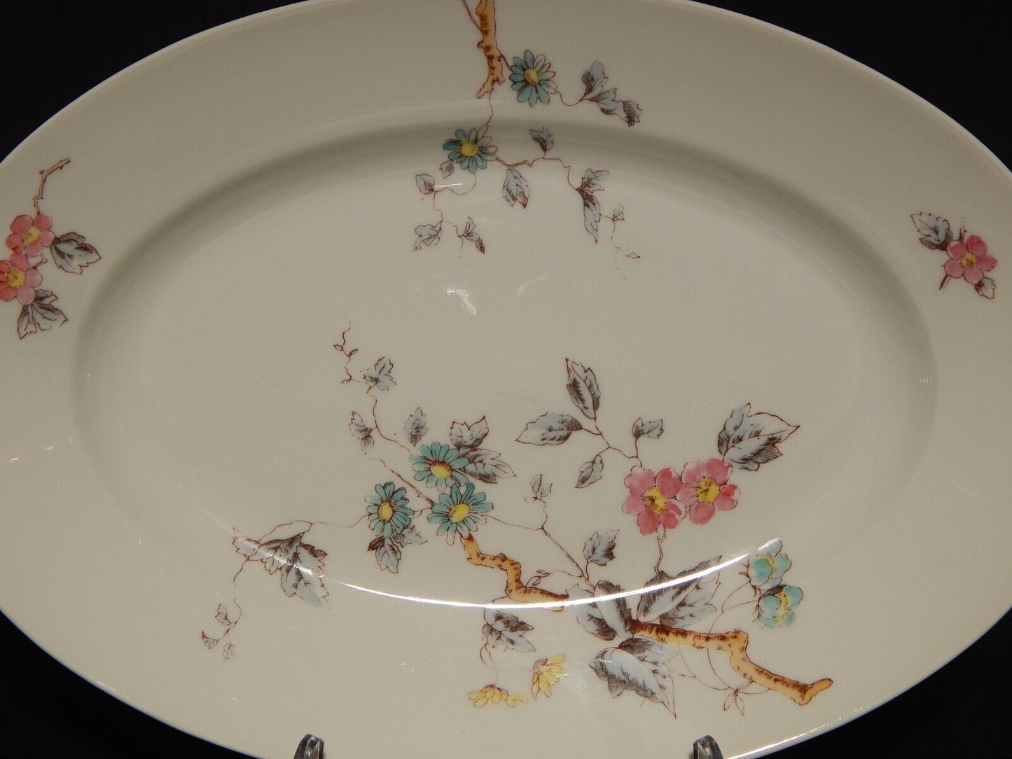 ANTICO VASSOIO PIATTO PORTATA PORCELLANA GINORI FINE 800 RAMO FIORITO difetto