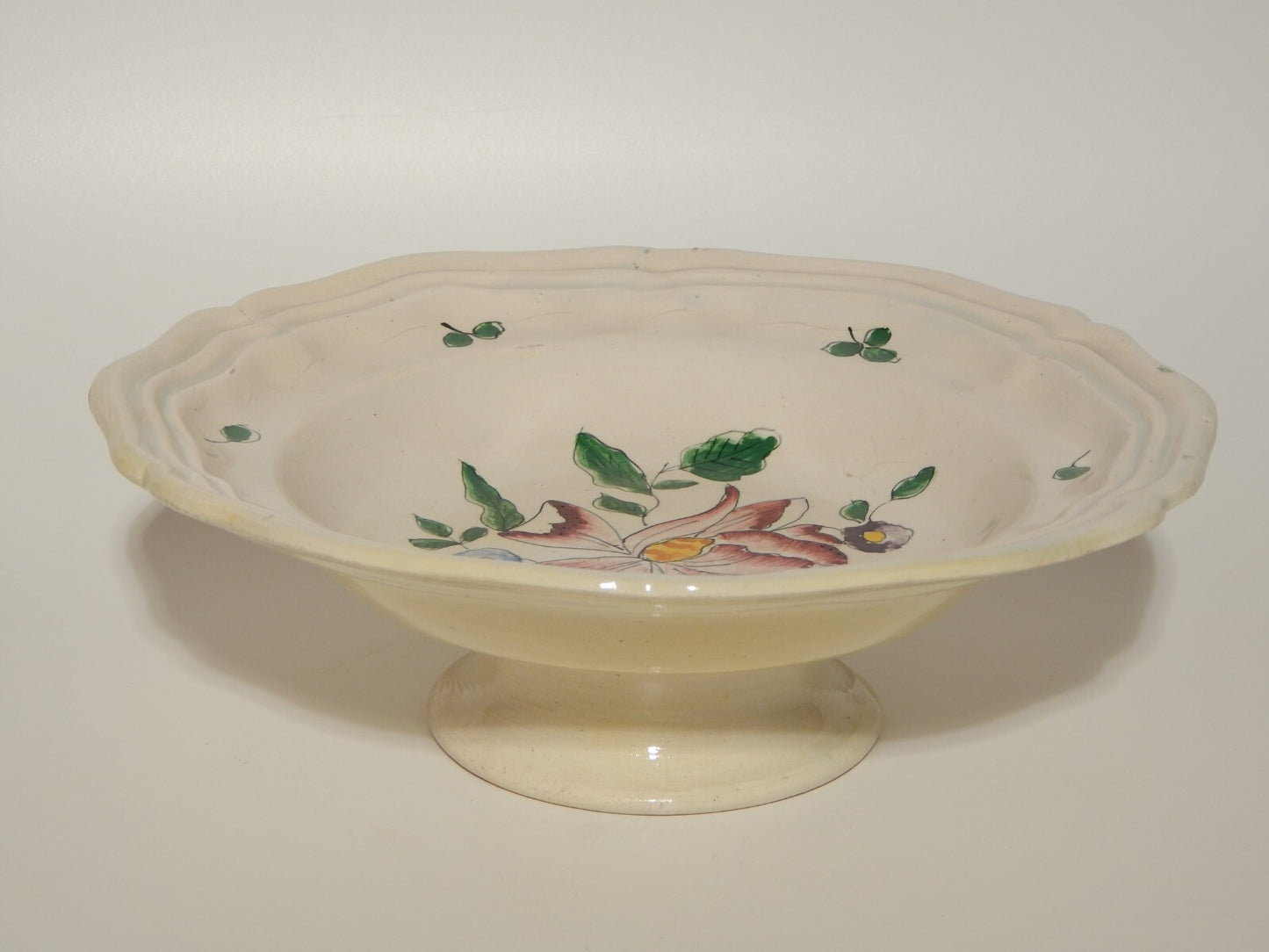 ANTICA RARA ALZATA FRUTTIERA MAIOLICA CERAMICA LODIGIANA VECCHIA LODI DIPINTA