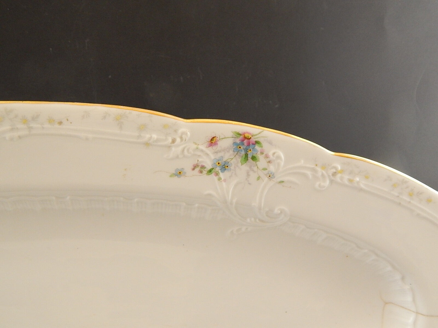 ANTICA LIBERTY 1900 PORCELLANA PIRKENHAMMER BOHEMIA VASSOIO PESCIERA DIFETTO