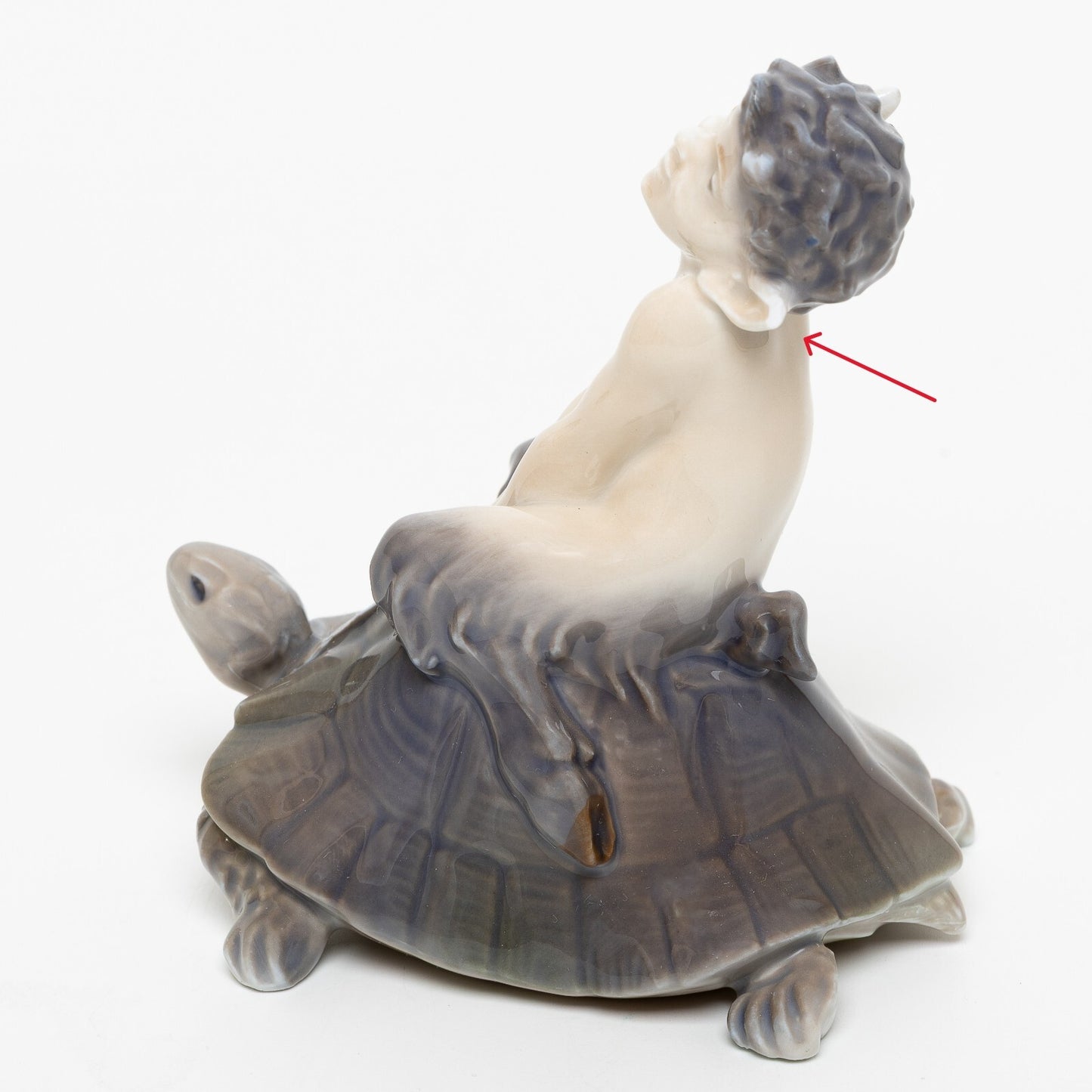 STATUINA PORCELLANA ROYAL COPENHAGEN "Fauno su Tartaruga" 858 CM 9x9x6 DIFETTO