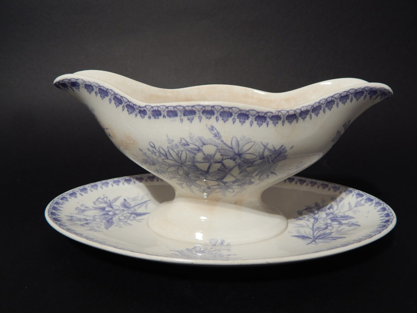 ANTICA SOCIETE' CERAMIQUE MAASTRICHT SALSIERA DECORO OLGA COLORE VIOLA