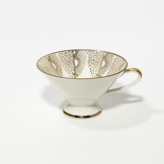 ANTICA TAZZA TÈ ART DECO PORCELLANA BAVARIA OSCAR SCHALLER DECORO ORO ###