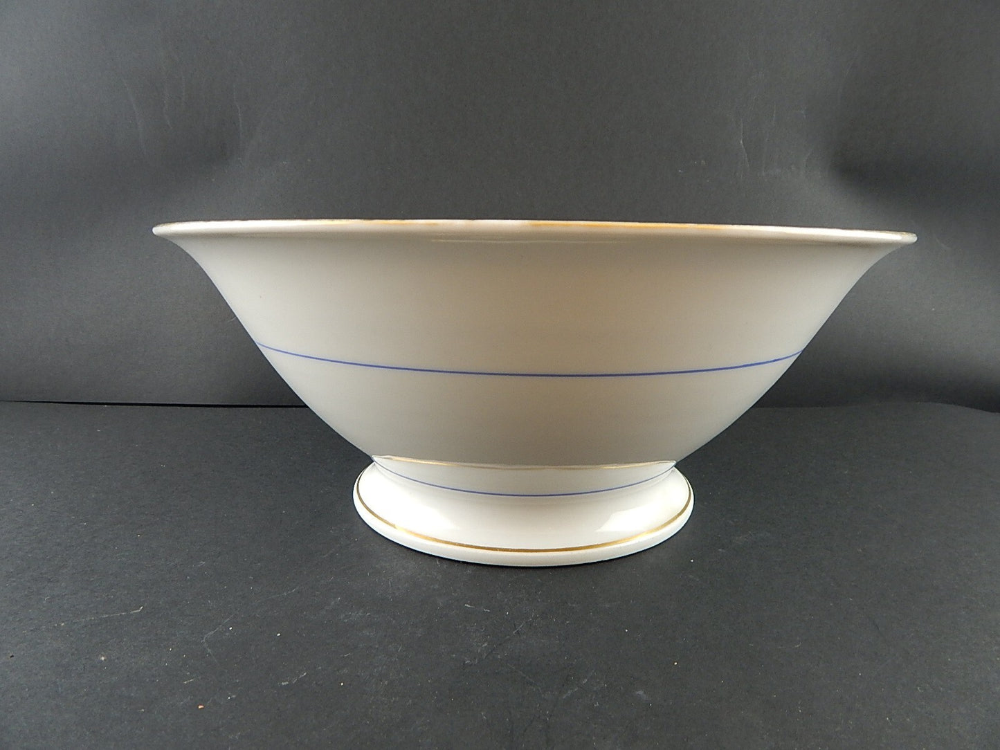 ANTICA FRUTTIERA CENTROTAVOLA PORCELLANA PARIGI BIANCA BLU ORO NAPOLEONE III