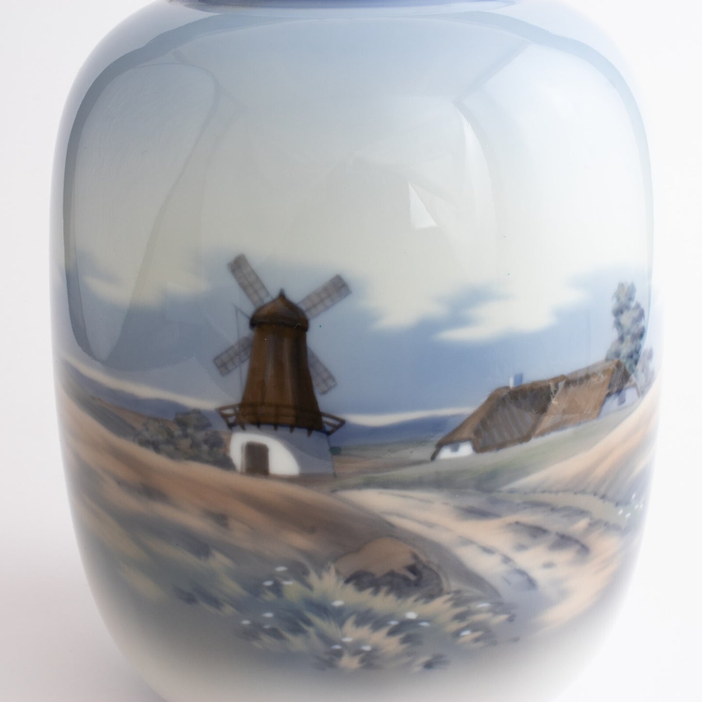 VASO PORCELLANA LYNGBY COPENHAGEN "Mulino di Campagna" VINTAGE HANDPAINTED