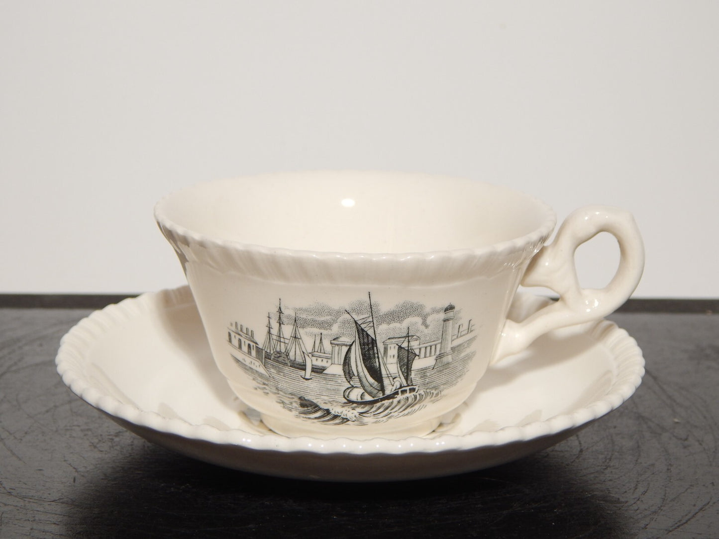 ANTICO SERVIZIO CAFFE' INGLESE SEMI PORCELLANA COPELAND SPODE PAESAGGIO MARINO