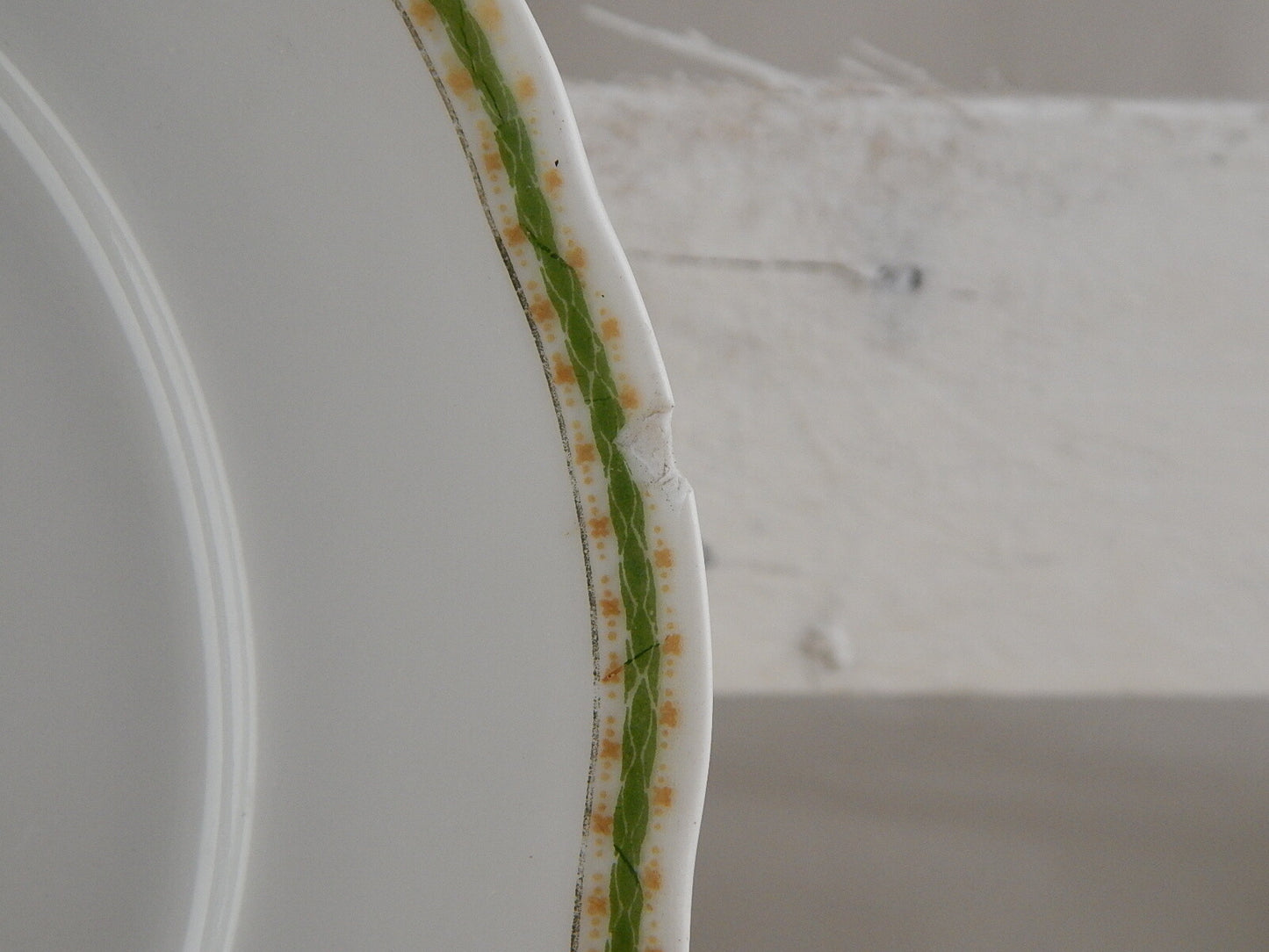 ANTICO RARO PIATTO PORCELLANA GINORI FINE 800 PROFILO VERDE #1734