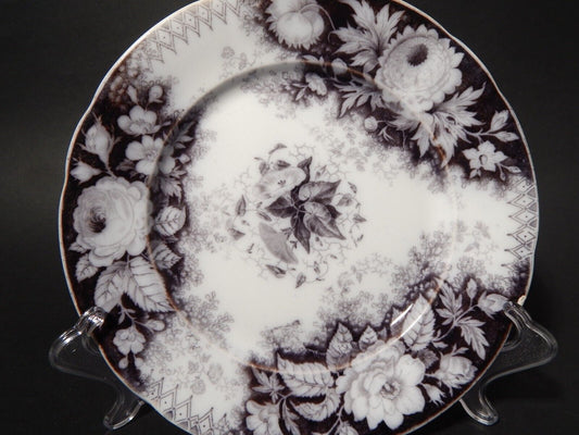 ANTICO PIATTO CERAMICA DISEGNO JARDINIERE VILLEROY & BOCH FINE '800 difetto 1147