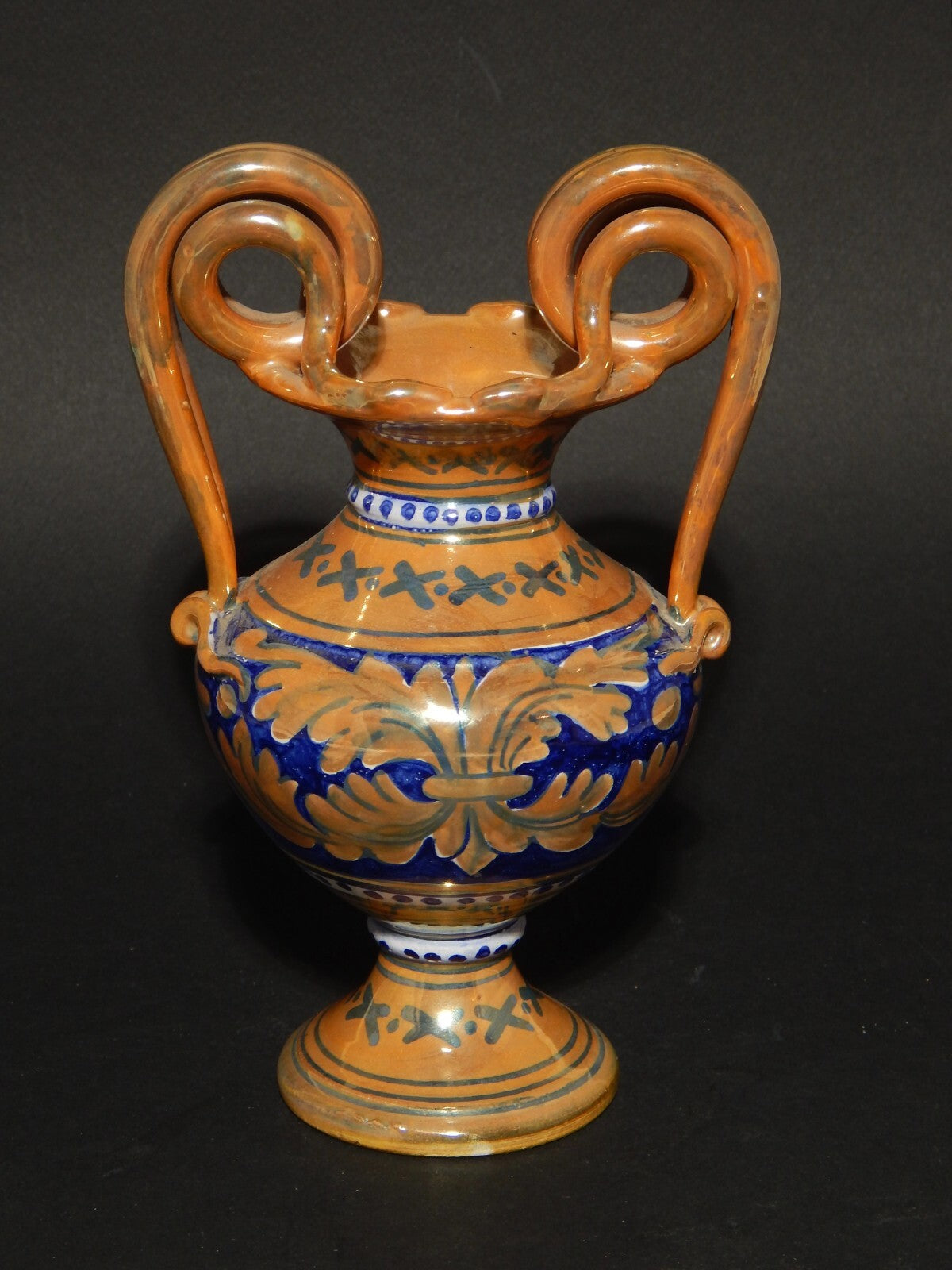 VINTAGE VASO MAIOLICA LA VINCENZINA CERAMICA A LUSTRO FATTO A MANO GUALDO TADINO