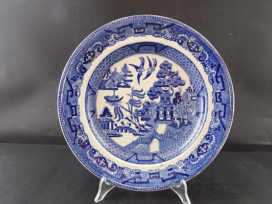 ANTICO PIATTO SEMI PORCELLANA COLLEZIONE WILLOW VITTORIANO INGLESE FINE 800