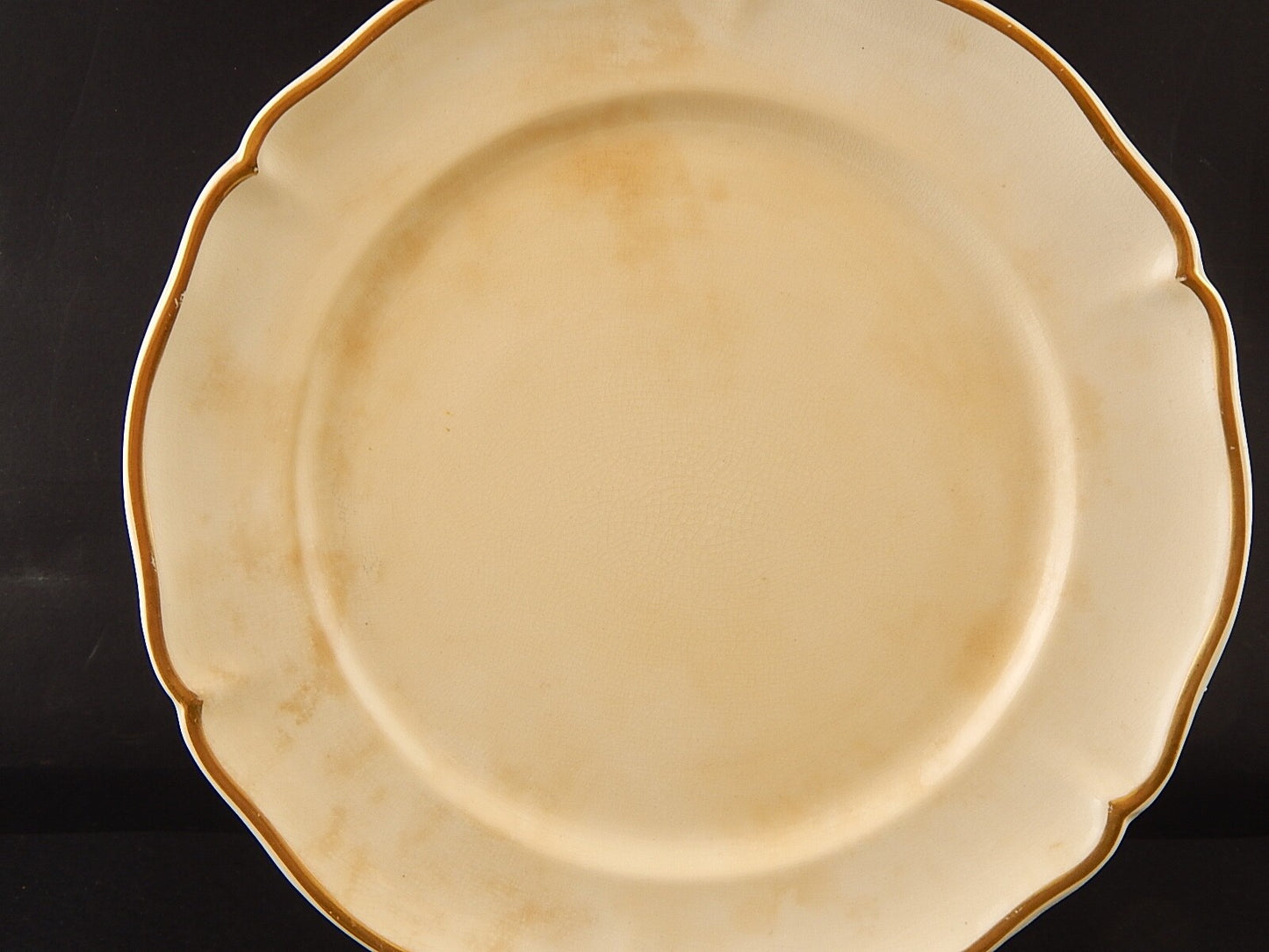 ANTICO SET 5 PIATTI PIANI PORCELLANA CREMA PROFILO ORO VILLEROY&BOCH METTLACH