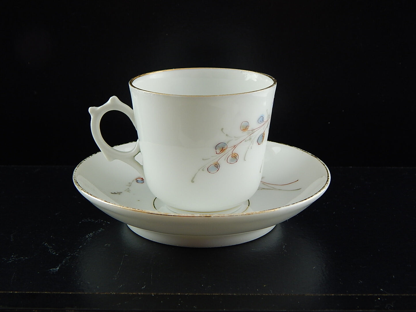 ANTICA PREZIOSA RARA TAZZA E PIATTINO PORCELLANA METÀ 800 DIPINTA A MANO