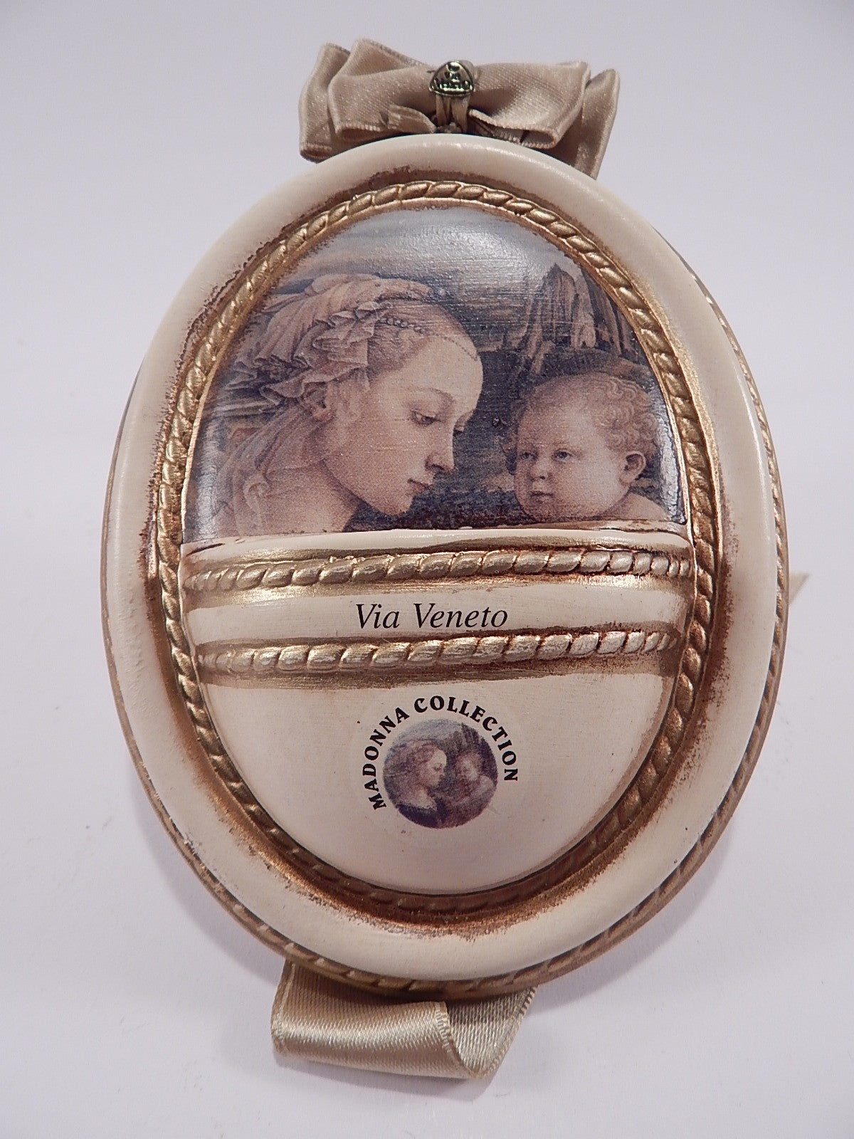 VINTAGE ARTE SACRA ACQUASANTIERA BENITIER CERAMICA VIA VENETO MADONNA COLLECTION