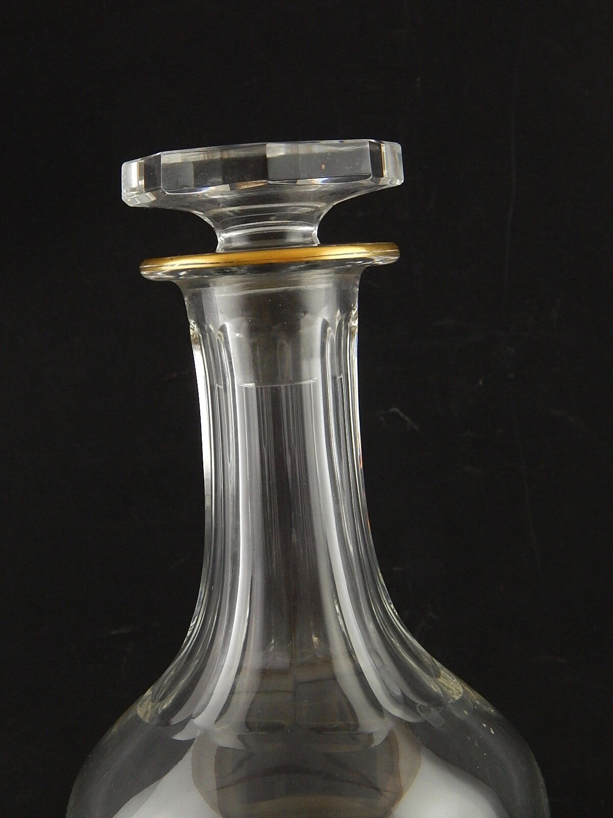 VAL ST LAMBERT FIRMATA ANTICA CARAFFA BOTTIGLIA CRISTALLO MOLATO PROFILO ORO