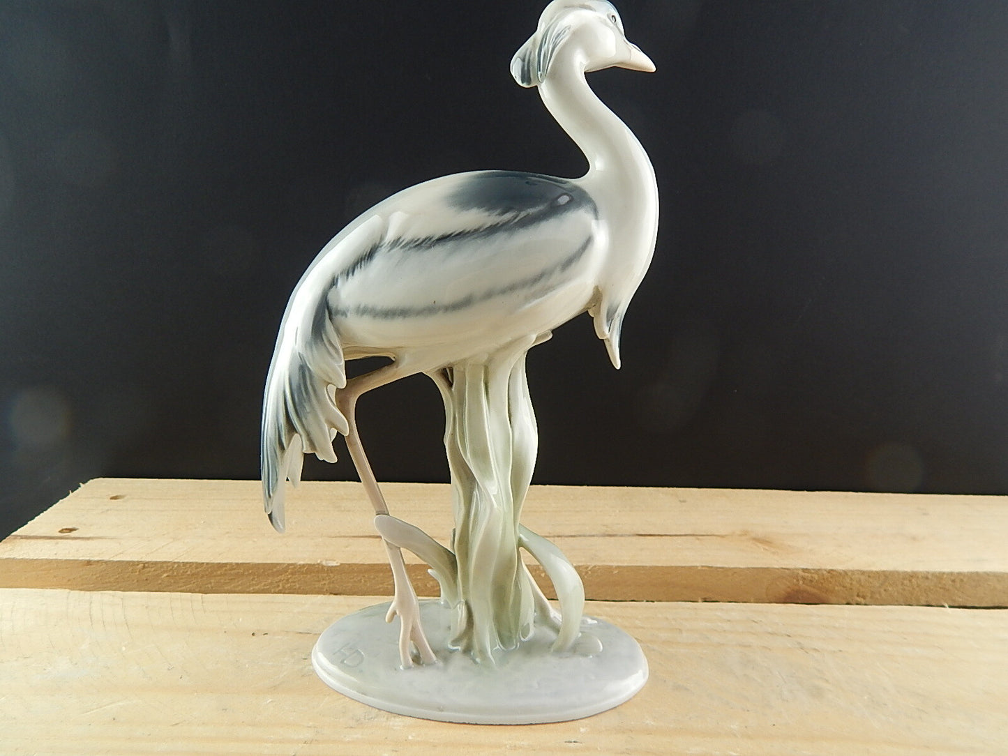 ANTICA 1930 ORIGINALE STATUINA PORCELLANA METZLER&ORLOFF AIRONE DIPINTO A MANO