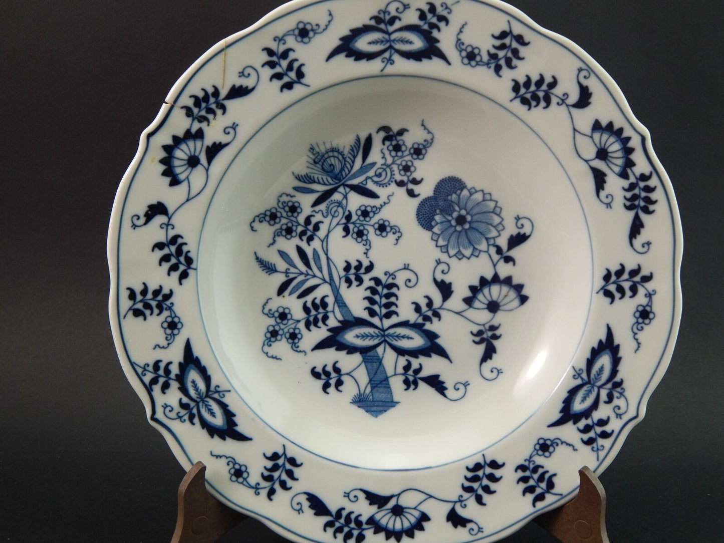 VINTAGE BLUE DANUBE LOTTO 3 PIATTI PORCELLANA TEDESCA BIANCA BLU CON DIFETTI