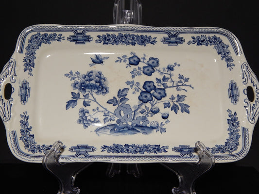 ANTICO VASSOIO SANDWICH APERITIVO CERAMICA INGLESE MASON’S MANCHU BIANCO BLU