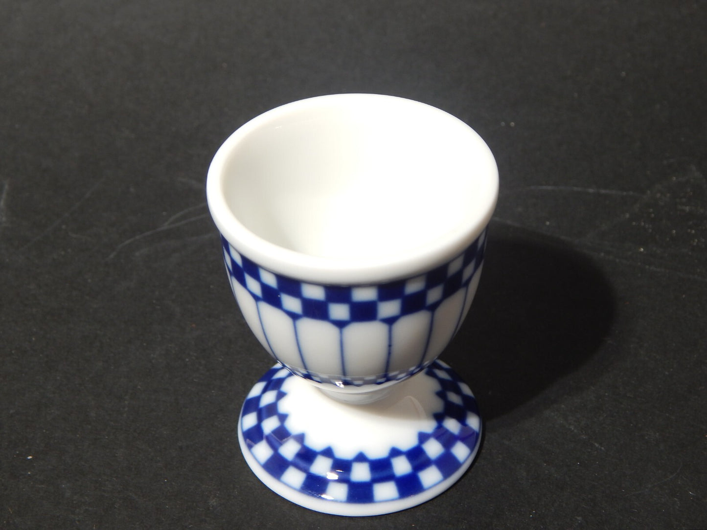 ANTICO ART DECO PORTAUOVO PORCELLANA BIANCO BLU COBALTO ROYAL TETTAU