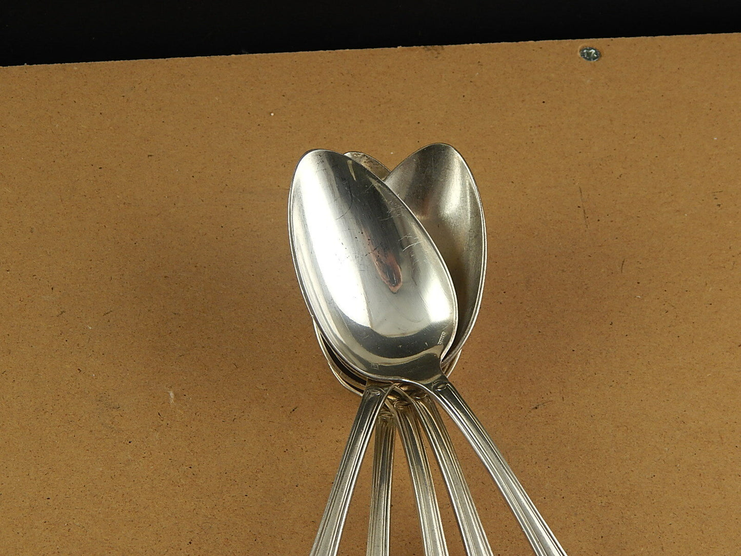 SET 5 CUCCHIAI ANTICHI ALPACCA ARGENTATA SILVER PLATED FINE 800 MAURIZIANO