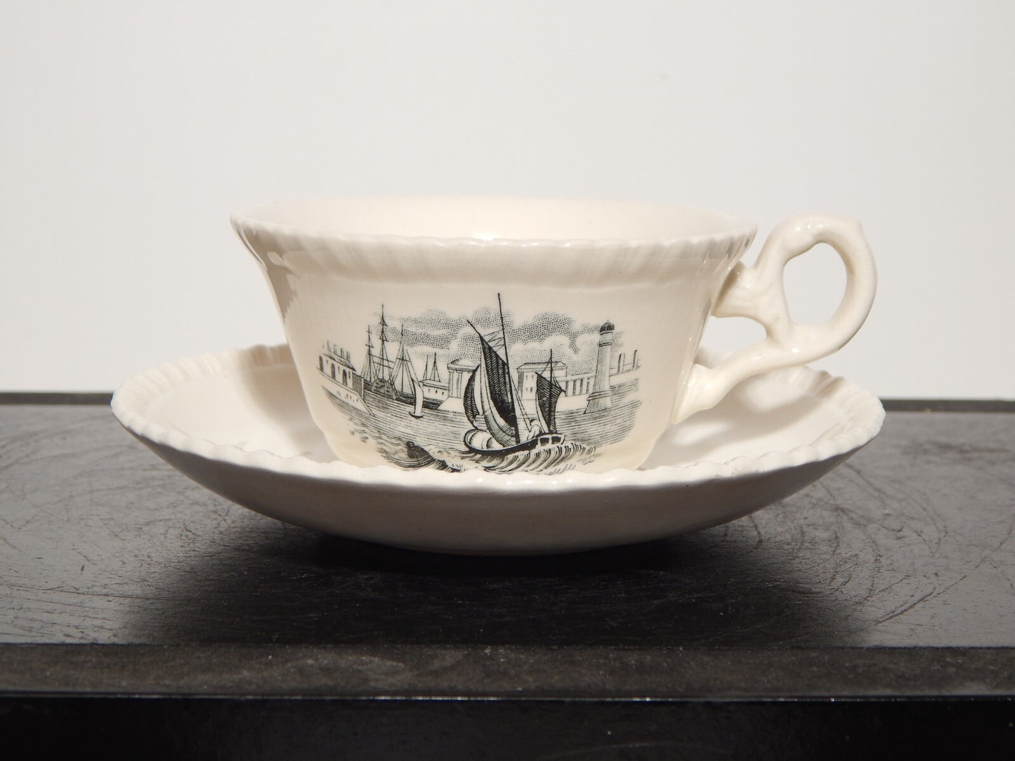 ANTICA TAZZINA CAFFE' INGLESE SEMI PORCELLANA COPELAND SPODE PAESAGGIO MARINO