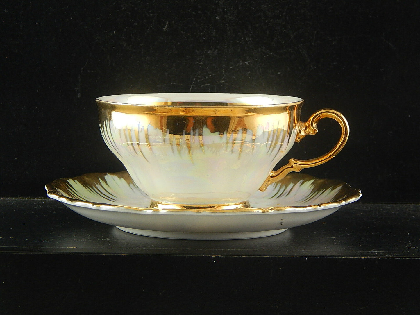 ANTICA TAZZA COLAZIONE PORCELLANA DECORO LUSTRO E ORO BAVARIA SELTMANN THERESIA