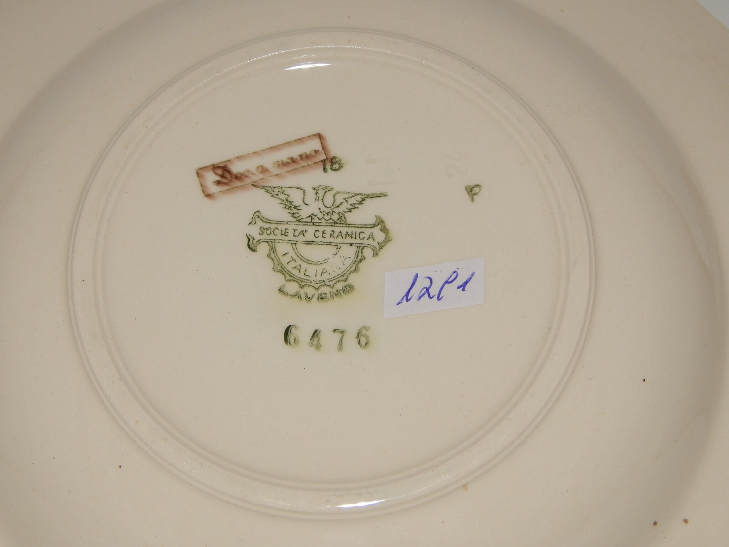 ANTICO PIATTO FONDO CERAMICA S.C.I. LAVENO ANDLOVIZ PAESAGGIO DIPINTO A MANO #