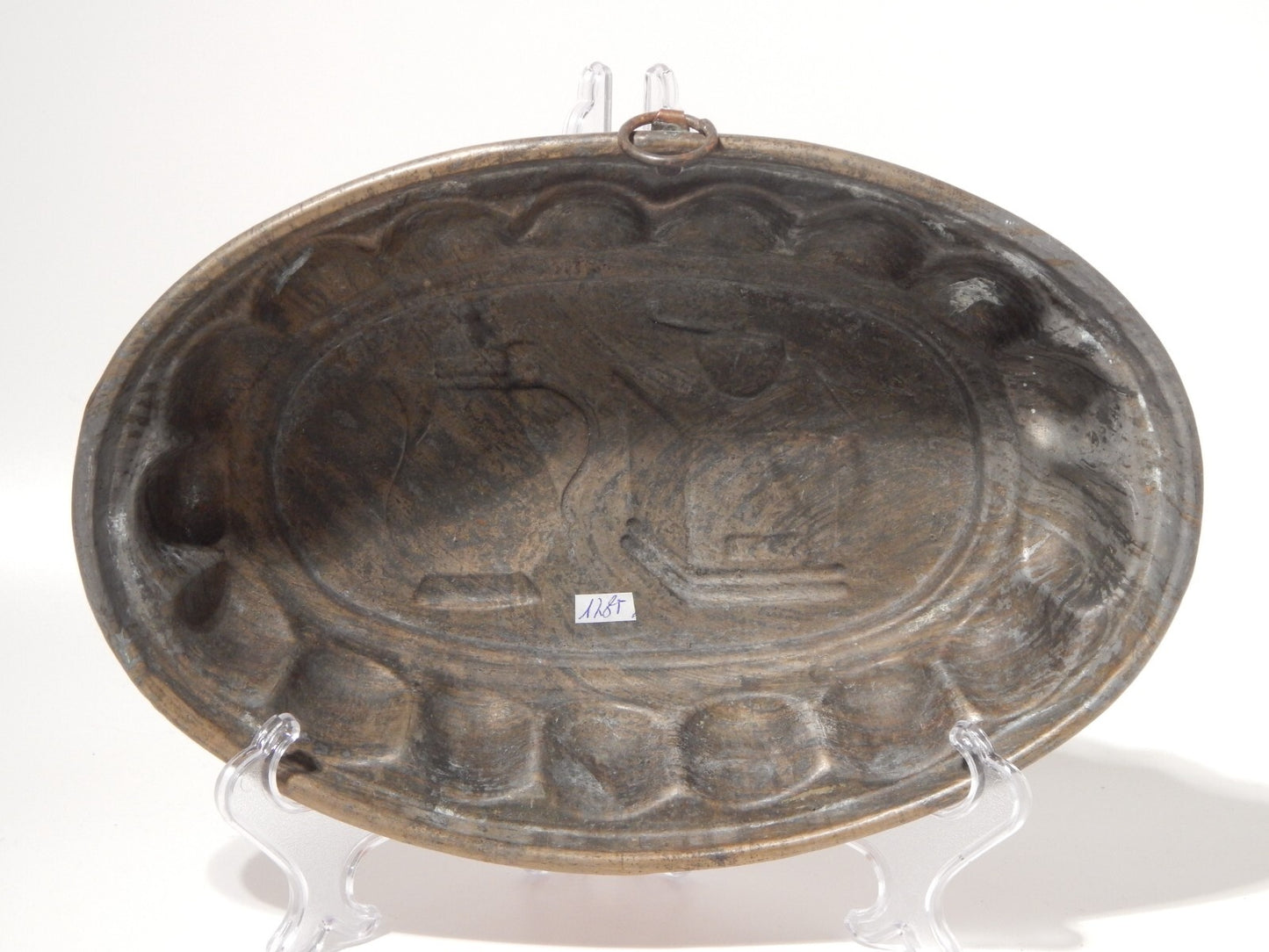 VINTAGE CUCINA FORMELLA STAMPO OVALE RAME PRIMA META' 900 CM 31