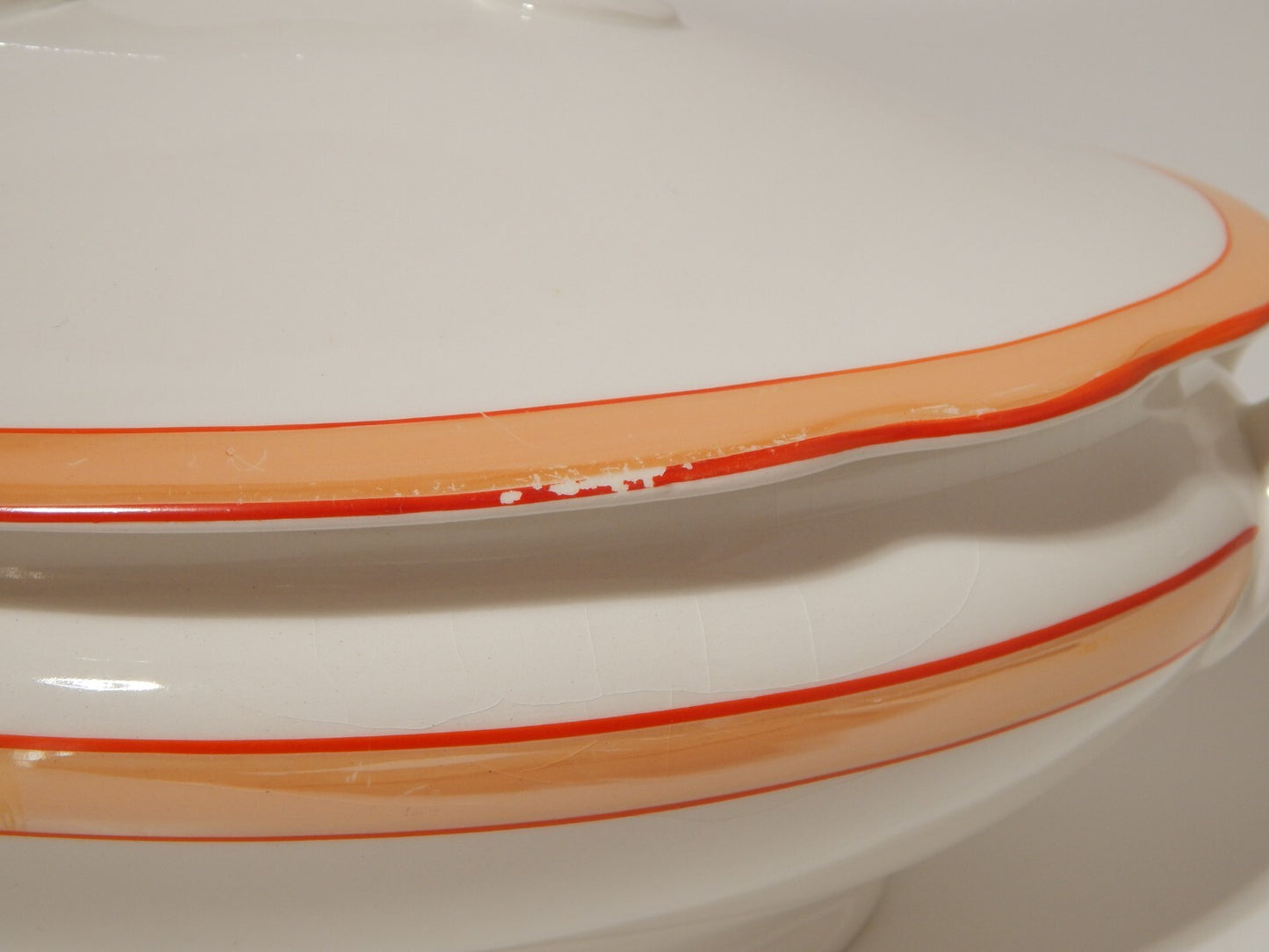 ANTICA RARA ZUPPIERA CENTROTAVOLA SOCIETÀ CERAMICA REVELLI LAVENO FASCIA ARANCIO