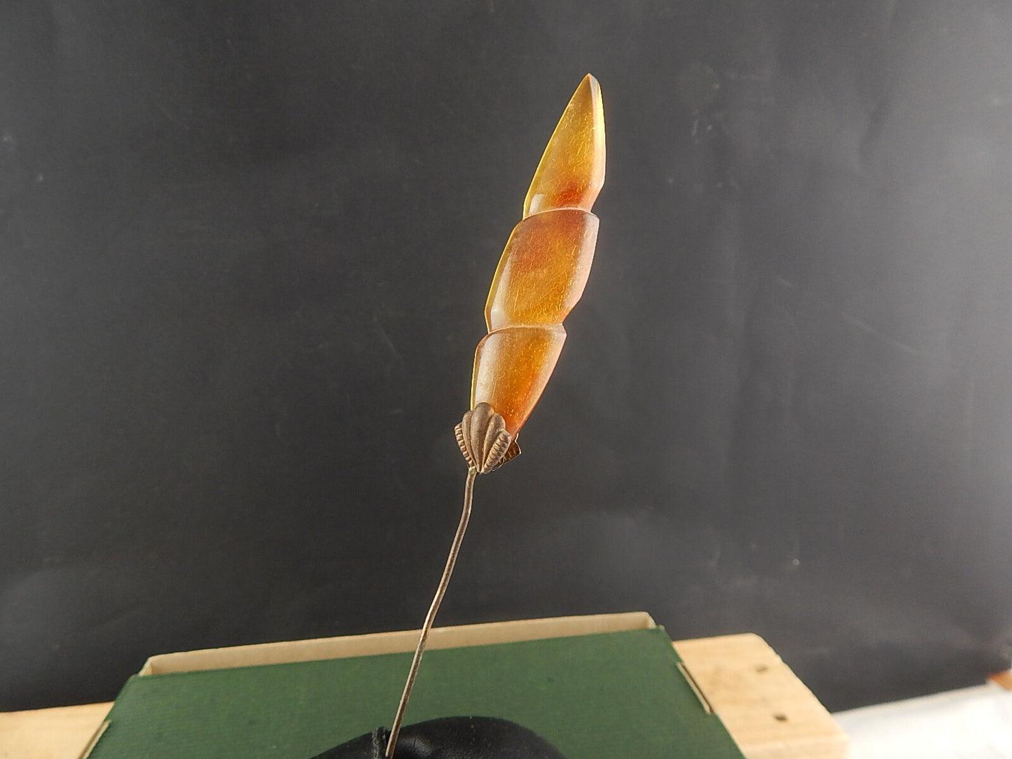 ACCESSORI ABBIGLIAMENTO ART DECO ANTICO SPILLONE CAPPELLO SIMIL AMBRA