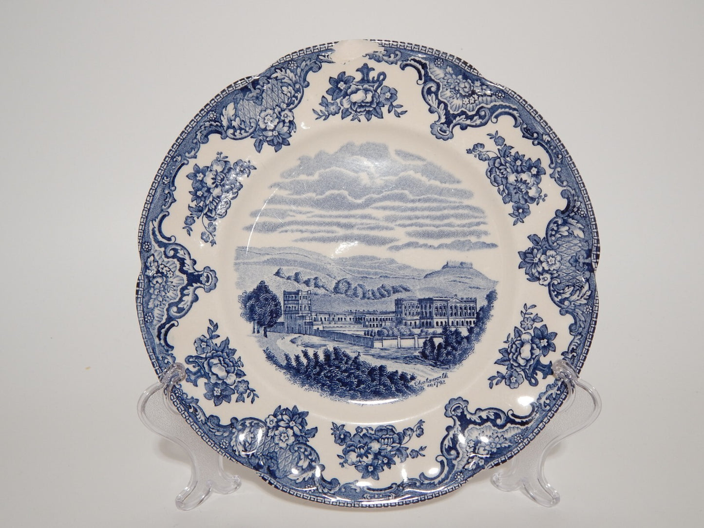 VINTAGE JOHNSON BROS PIATTO OLD BRITAIN CASTLE BLU PORCELLANA DIFETTO #1901