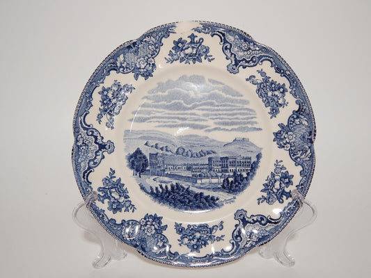 VINTAGE JOHNSON BROS PIATTO OLD BRITAIN CASTLE BLU PORCELLANA DIFETTO #1901