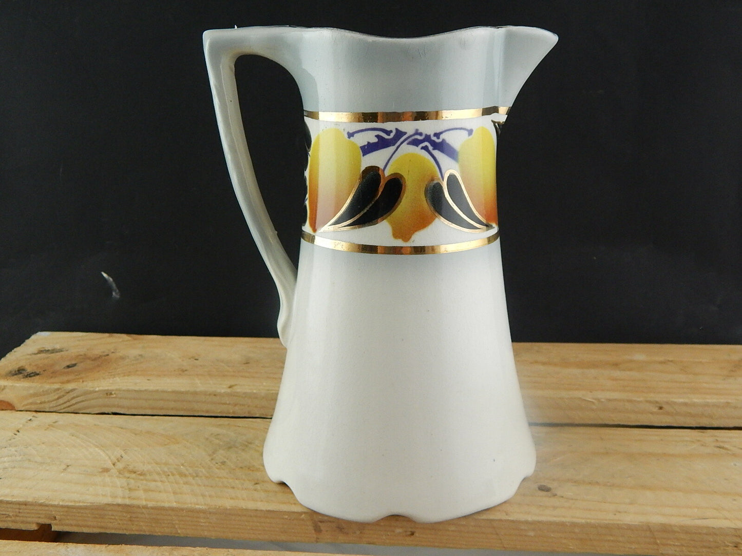 ANTICA CARAFFA BROCCA CERAMICA MAIOLICA HAMAGE MOULIN DE LOUPS CITRON LIMONI