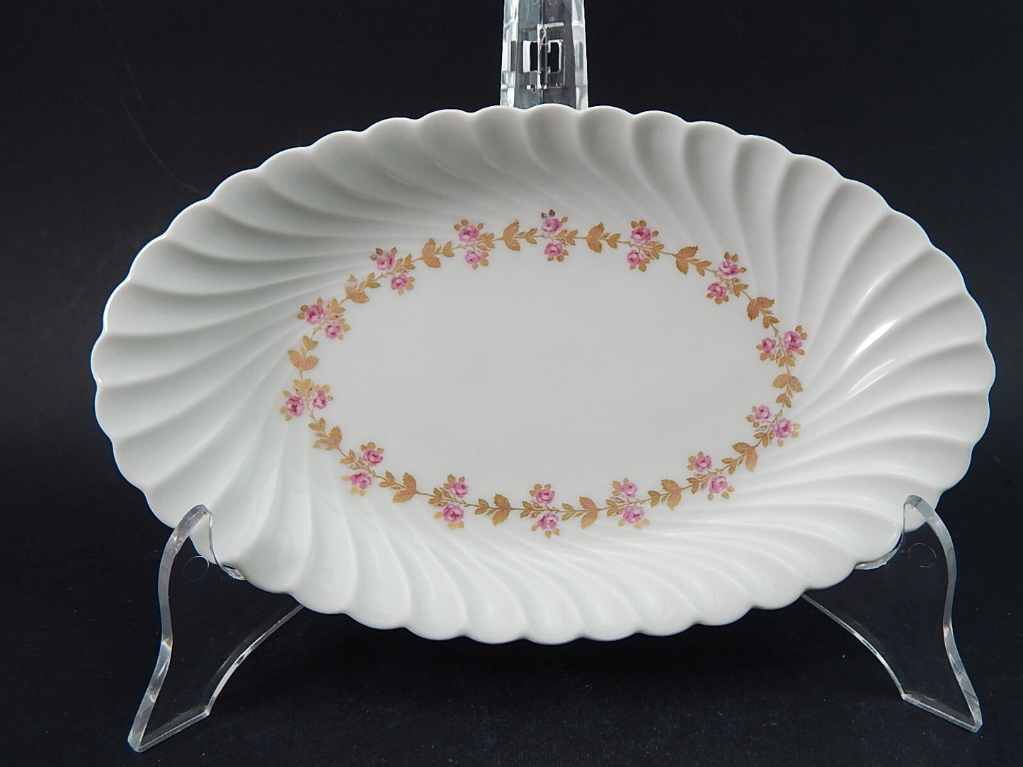 VINTAGE ELEGANTE VASSOIO RAVIERA PORCELLANA BIANCA FIORELLINI LIMOGES HAVILAND