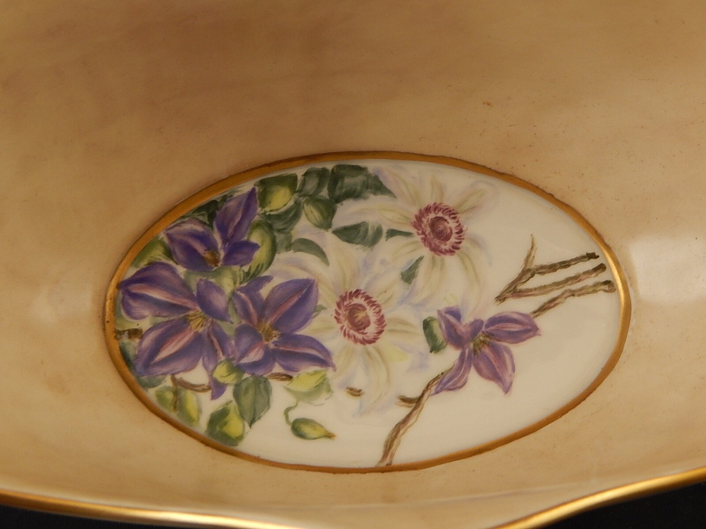 ANTICO CACHE POT VASO FIORIERA PORCELLANA DIPINTO A MANO MOTIVO FLOREALE