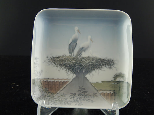 ROYAL COPENHAGEN BING&GRONDAHL PIATTO QUADRATO PORCELLANA IL NIDO DELLE CICOGNE