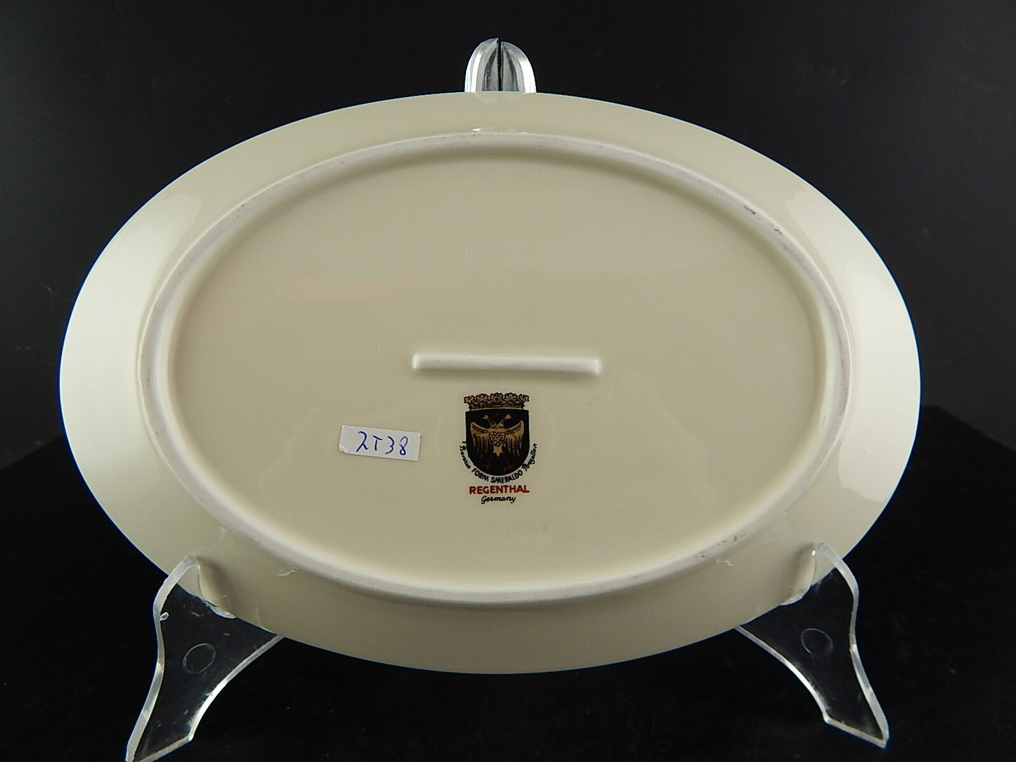 RETRO ELEGANTE RAVIERA VASSOIO IMPERO PORCELLANA BAVARIA AVORIO SMERALDO ORO