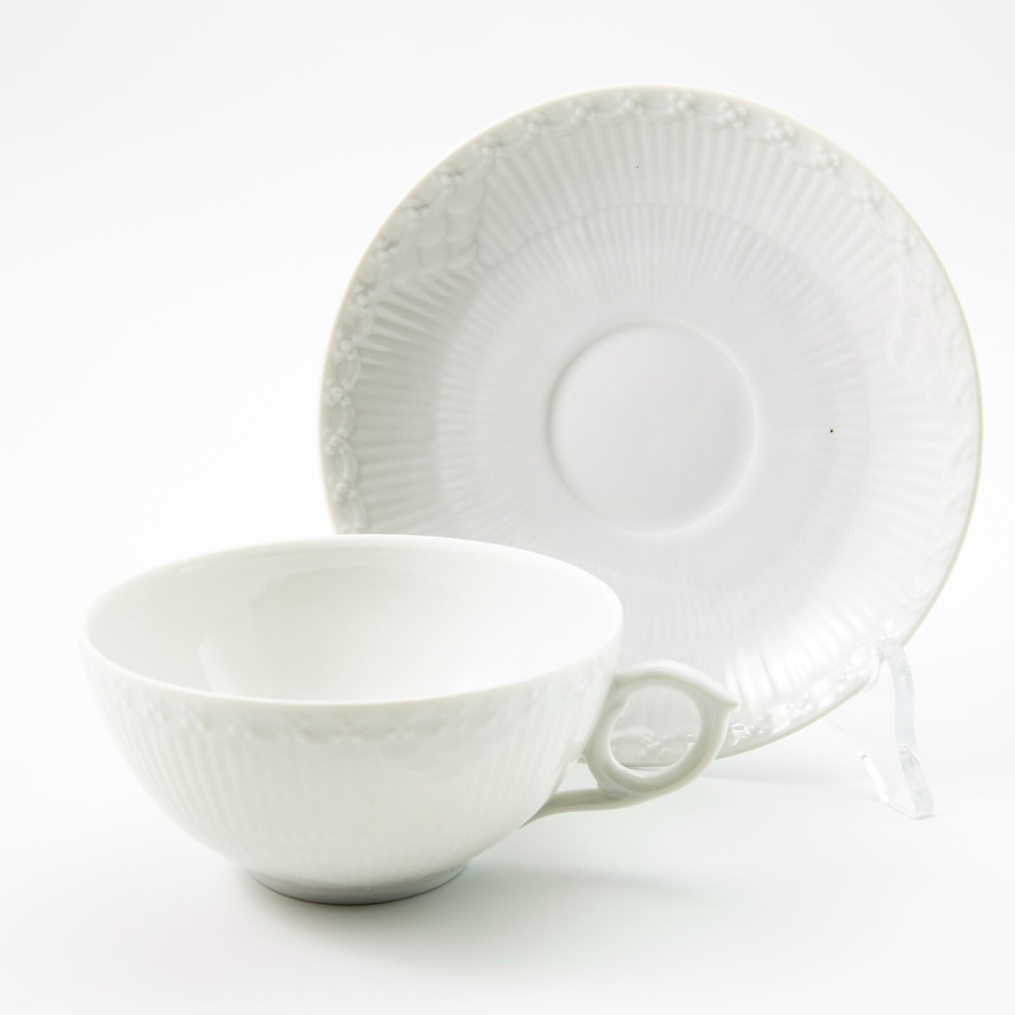 ROYAL COPENHAGEN WHITE FLUTED HALF LACE TAZZA DA TE' IN PORCELLANA CM 10 COD 525