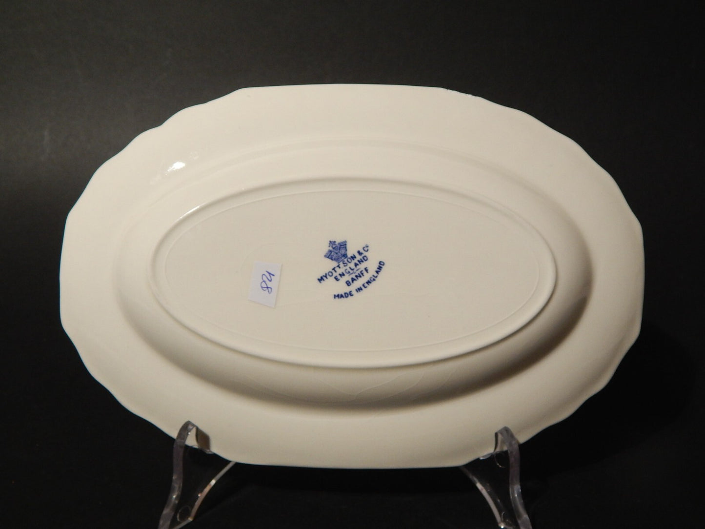 ANTICO VASSOIO RAVIERA CERAMICA MYOTT SON STAFFORDSHIRE ENGLAND BIANCO BLU