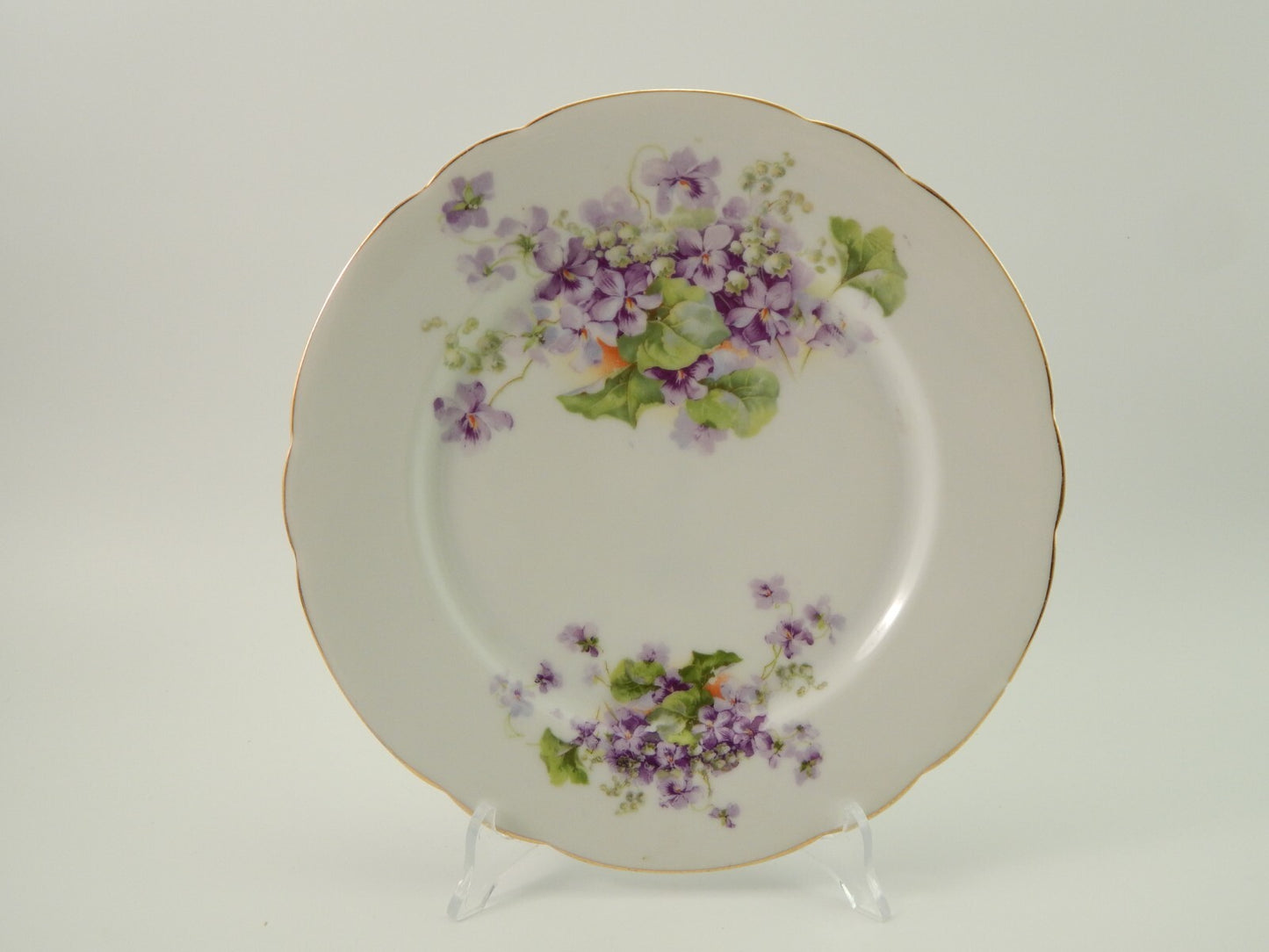 ANTICO LOTTO 6 PIATTI LIBERTY PORCELLANA BAVARIA VIOLETTE FINE 800 CON DIFETTI