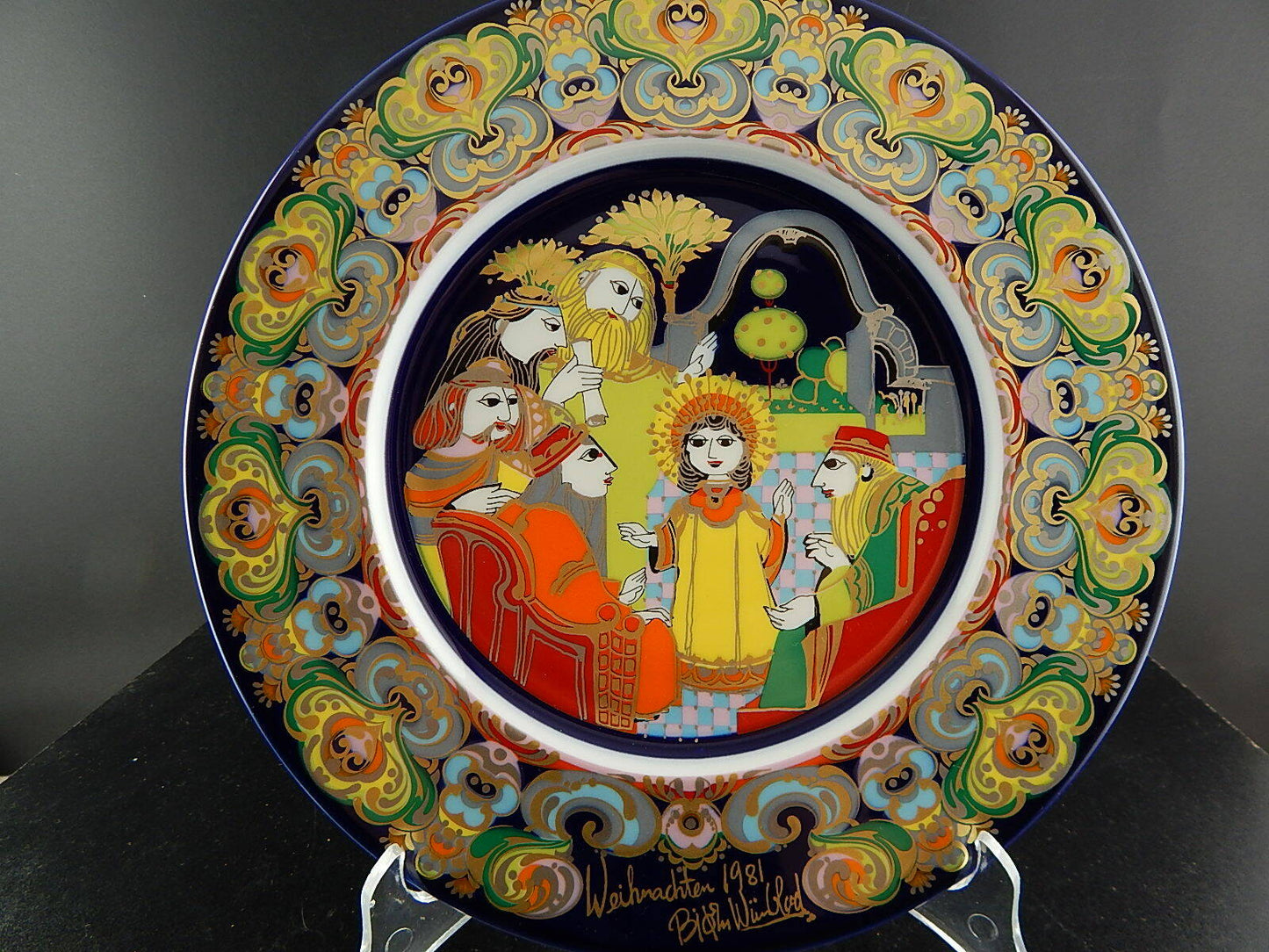 ROSENTHAL COLLEZIONE PORCELLANA E VETRO PIATTO DI NATALE 1981 BJORN WIINBLAD