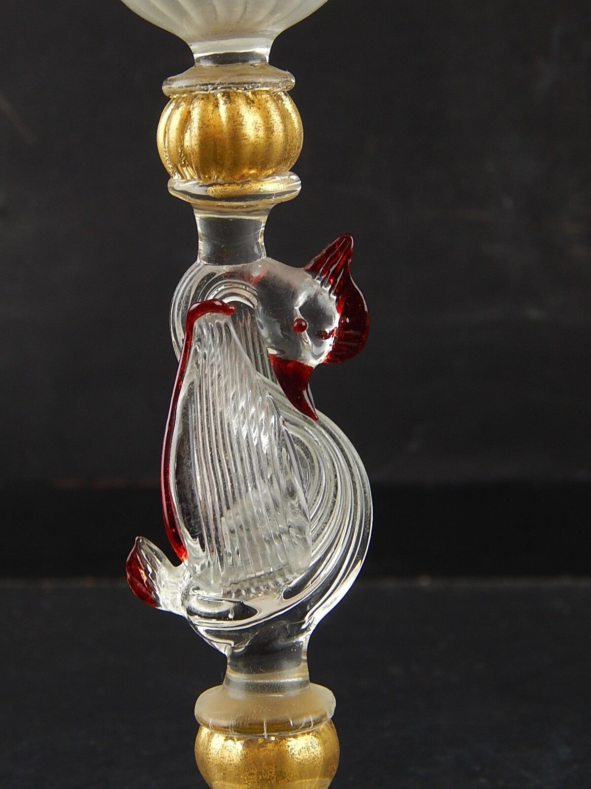 TIPETTO CALICE MURANO VETRO SOFFIATO RIGATO CIGNO FIRMATO CORTELLA & BALLARIN