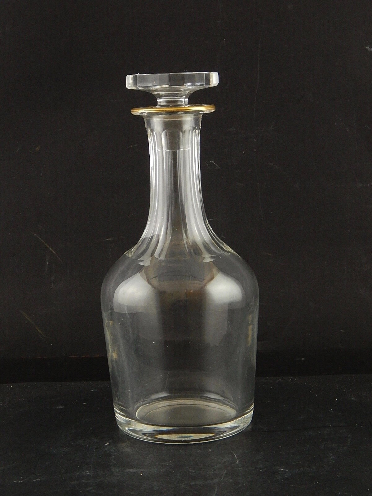 VAL ST LAMBERT FIRMATA ANTICA CARAFFA BOTTIGLIA CRISTALLO MOLATO PROFILO ORO