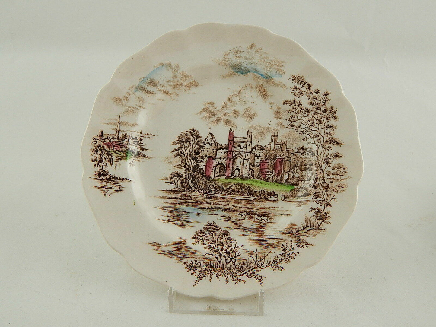 VINTAGE SEMI PORCELLANA JOHNSON BROS COLLEZIONE ANCIENT TOWERS PIATTO DESSERT