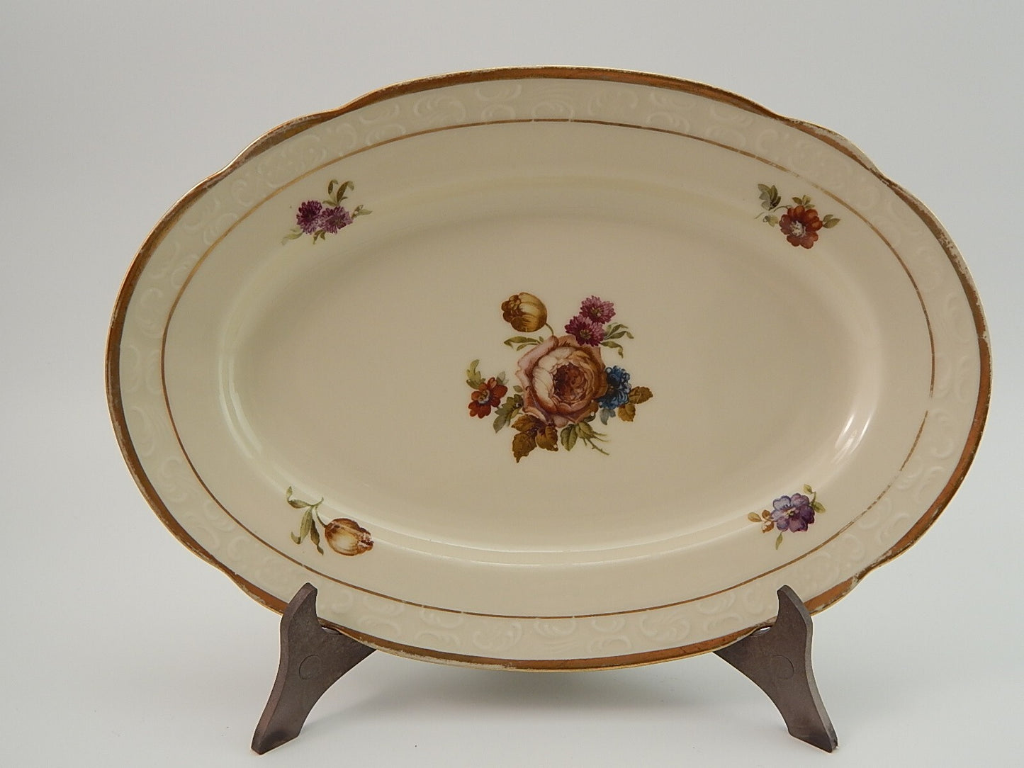 ANTICO KPM COPENHAGEN ROCAILLE VASSOIO PORCELLANA DEL 1924 CM 28 x 20