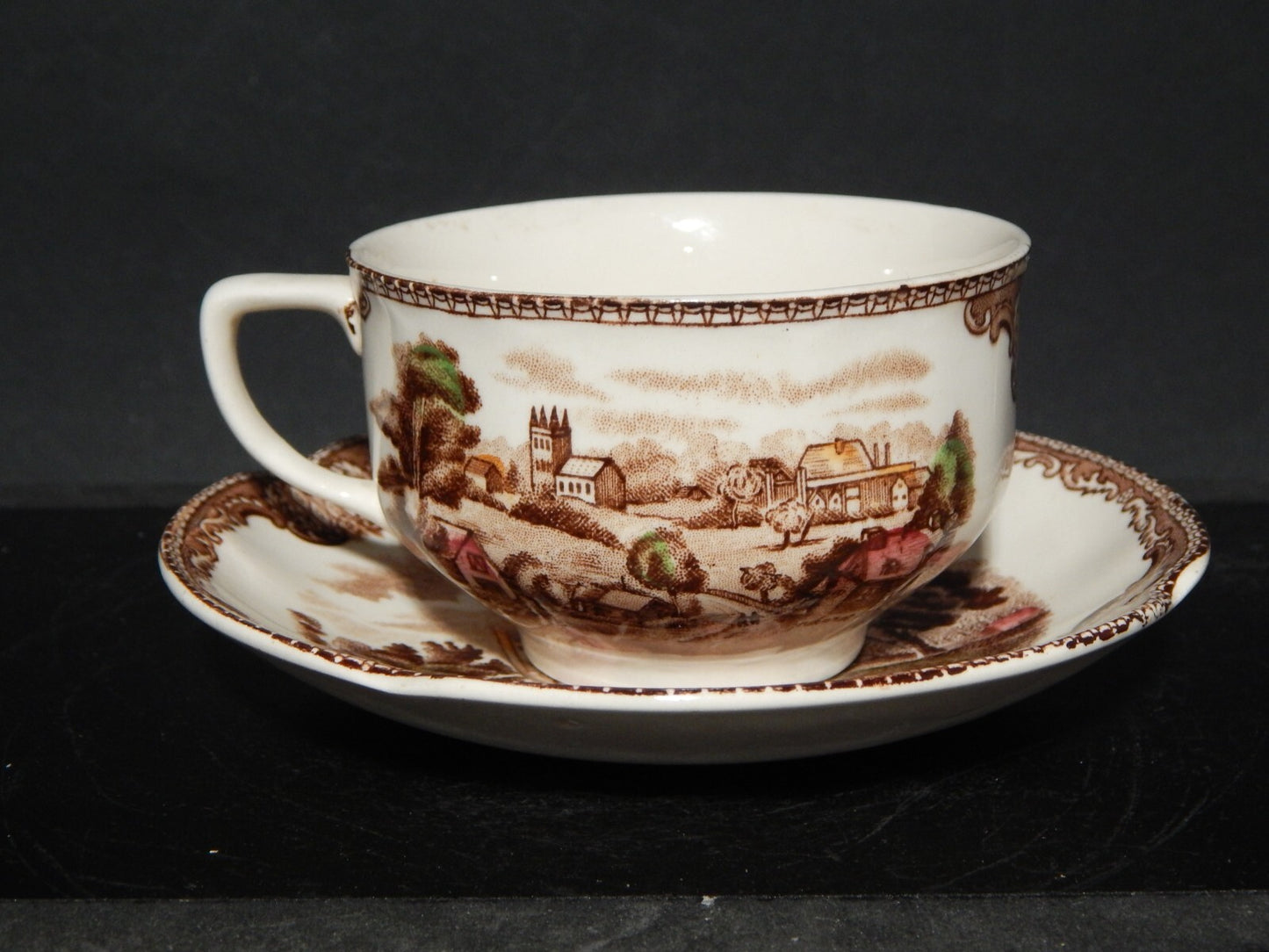ANTICA TAZZA TE' PORCELLANA JOHNSON BROS OLD BRITAIN CASTLE MULTICOLOR DIFETTO #