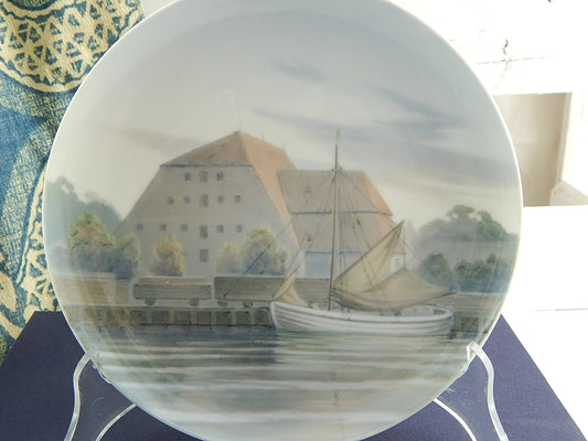 ROYAL COPENHAGEN BING&GRONDAHL PORCELLANA PIATTO ANTICO MARINA CON SILO GRANO