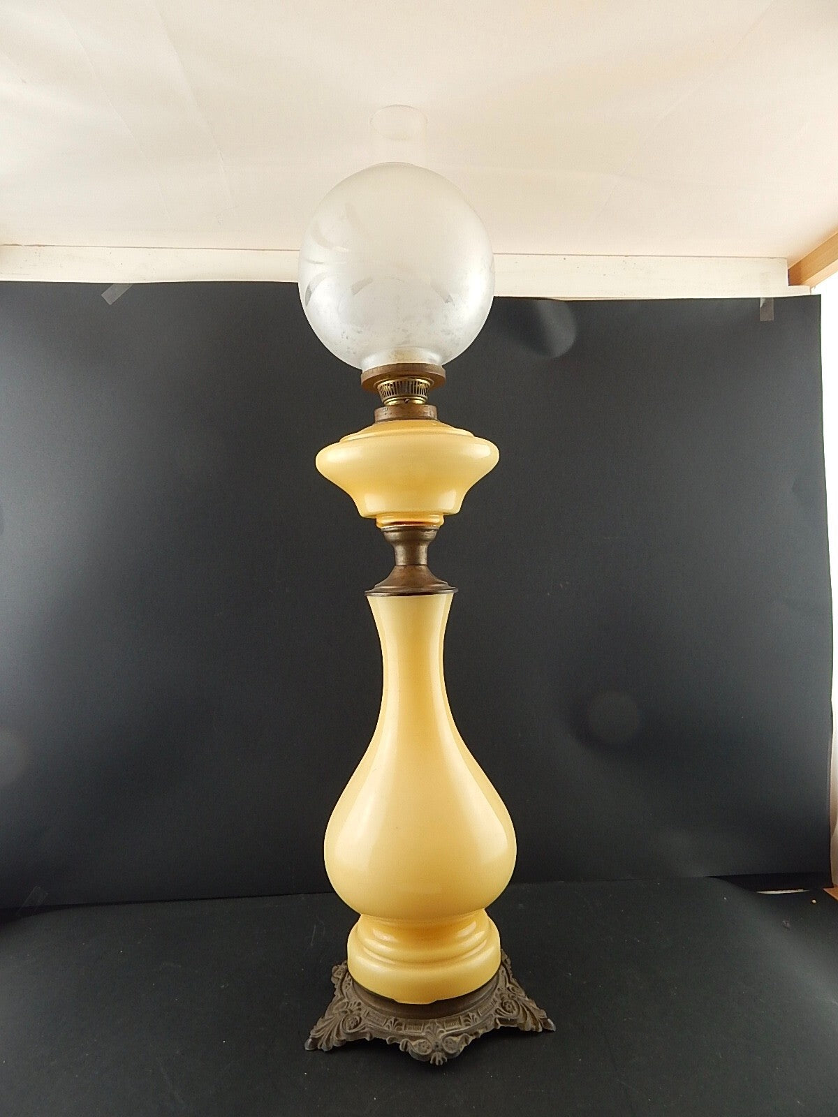 ANTICA COPPIA LAMPADE TAVOLO LUMI A PETROLIO STILE IMPERO NAPOLEONE GIUSEPPINA